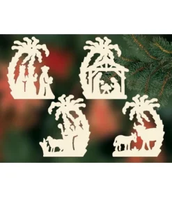 Ratags, décos de Noël lumineuses en bois 4 Crèches De Noël Sous Un Palmier A Suspendre Au Sapin - Set N° 23 New