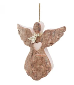 Waldfabrik, photophore en bois et étoile sapin de Noël Ange De Noël A Suspendre Avec Un Coeur, 6,5 Cm Outlet
