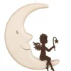 Waldfabrik, photophore en bois et étoile sapin de Noël Ange Metal Assis Sur Une Lune, 12 Cm Hot