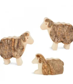 Waldfabrik, photophore en bois et étoile sapin de Noël Animaux En Bois Pour Crèche De Noël, Trois Moutons 5 Cm Sale
