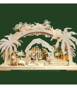 Ratags, décos de Noël lumineuses en bois Arche Lumineuse Electrique Led, Personnages Crèche De Noël En Bois Cisele Peint Online