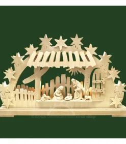 Ratags, décos de Noël lumineuses en bois Arche Lumineuse Led, Personnages Crèche De Noël En Bois Naturel Cisele Clearance
