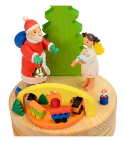 Graupner, décoration de sapin de Noël, Déco Noël enfant Boite A Musique En Bois, Père Noël Et Ange Blanc Clearance