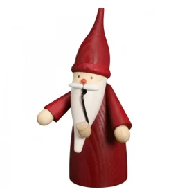 Seiffener Volkskunst Bonhomme Fumeur Père Noël Manteau Rouge Clearance