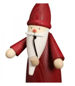 Seiffener Volkskunst Bonhomme Fumeur Père Noël Manteau Rouge Clearance