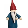 Seiffener Volkskunst Bonhomme Fumeur Père Noël Manteau Bleu Clearance