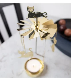 Pluto Produkter, déco de Noël Scandinave Bougeoir Carrousel Famille Chats Dores Discount