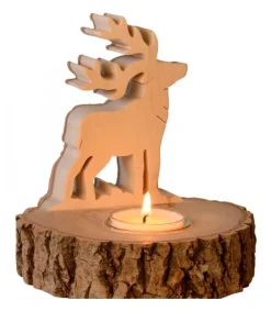 Waldfabrik, photophore en bois et étoile sapin de Noël Bougeoir En Bois Brame Du Cerf, 13 Cm Outlet