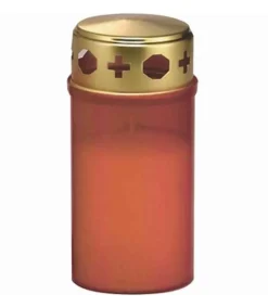 Ewa Kerzen, bougies de Noël et bougies de l'Avent Bougie Cimetiere Rouge Avec Couvercle Dore, 12 Cm Sale
