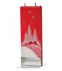 Flatyz, bougie décorative scandinave Bougie Décorative Bouvreuils Et Sapins Enneiges Discount