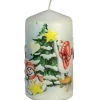 Ewa Kerzen, bougies de Noël et bougies de l'Avent Bougie Décorative De Noël, Motif Vintage Bonhommes De Neige Et Sapin Discount