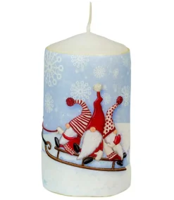 Ewa Kerzen, bougies de Noël et bougies de l'Avent Bougie De Noël Ronde Avec Des Pères Noël Sur Un Traineau New