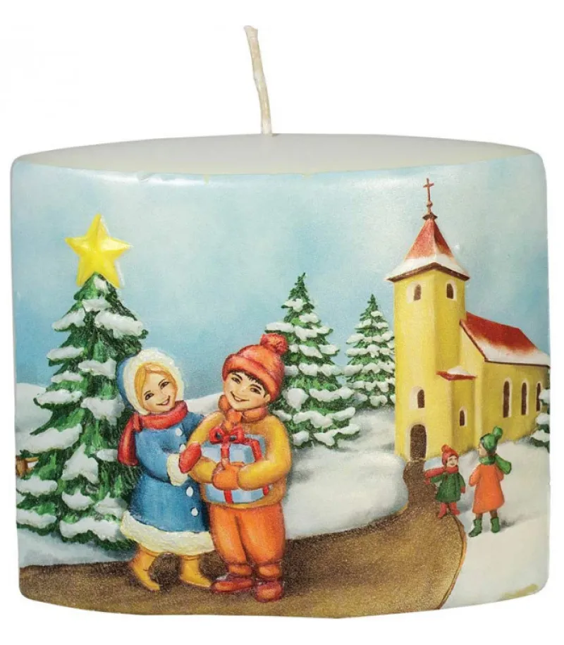 Ewa Kerzen, bougies de Noël et bougies de l'Avent Bougie De Noël Vintage Scene Enfant Et Village Best