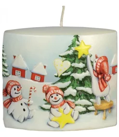 Ewa Kerzen, bougies de Noël et bougies de l'Avent Bougie De Noël Vintage Scene Bonhommes De Neige Et Sapin Outlet