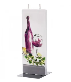 Flatyz, bougie décorative scandinave Bougie Design Bouteille Vin Rouge Et Verre Outlet