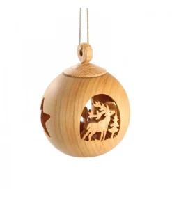 Waldfabrik, photophore en bois et étoile sapin de Noël Boule De Noël En Bois, Motif Cerf, 6 Cm Clearance