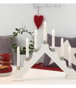 Konstsmide, guirlandes lumineuses de Noël Chandelier À 7 Branches Electrique En Bois Blanc Discount