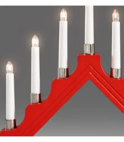 Konstsmide, guirlandes lumineuses de Noël Chandelier À 7 Branches En Bois, Rouge