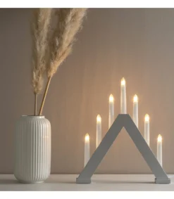 Konstsmide, guirlandes lumineuses de Noël Chandelier En Bois Scandinave, Laque Gris Mat, 7 Ampoules