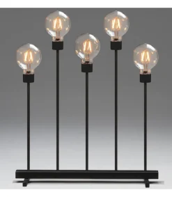 Konstsmide, guirlandes lumineuses de Noël Chandelier Led 5 Ampoules Rondes Ambrees En Metal Noir, 54 Cm
