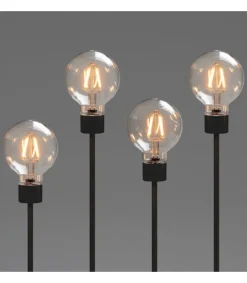 Konstsmide, guirlandes lumineuses de Noël Chandelier Led 5 Ampoules Rondes Ambrees En Metal Noir, 54 Cm