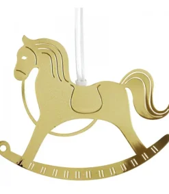 Pluto Produkter, déco de Noël Scandinave Cheval A Bascule Design En Metal Dore A Suspendre Best