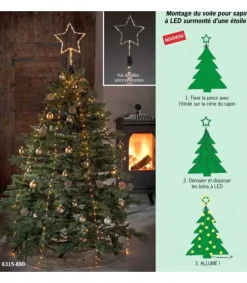 Konstsmide, guirlandes lumineuses de Noël Cime Sapin De Noël, Voile Guirlande Avec Etoile Doree, 274 Diodes Led Online