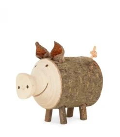 Waldfabrik, photophore en bois et étoile sapin de Noël Cochon En Bois, 4 Cm Best