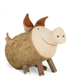 Waldfabrik, photophore en bois et étoile sapin de Noël Cochon En Bois Assis, 4 Cm Discount