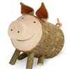 Waldfabrik, photophore en bois et étoile sapin de Noël Cochon En Bois Assis, 5,5 Cm New
