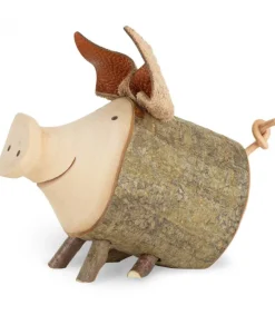 Waldfabrik, photophore en bois et étoile sapin de Noël Cochon En Bois Assis, 7 Cm Outlet