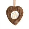 Waldfabrik, photophore en bois et étoile sapin de Noël Coeur En Bois A Suspendre Motif Cisele Cerf, 6 Cm New