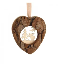 Waldfabrik, photophore en bois et étoile sapin de Noël Coeur En Bois A Suspendre Motif Cisele Elan, 6 Cm Hot