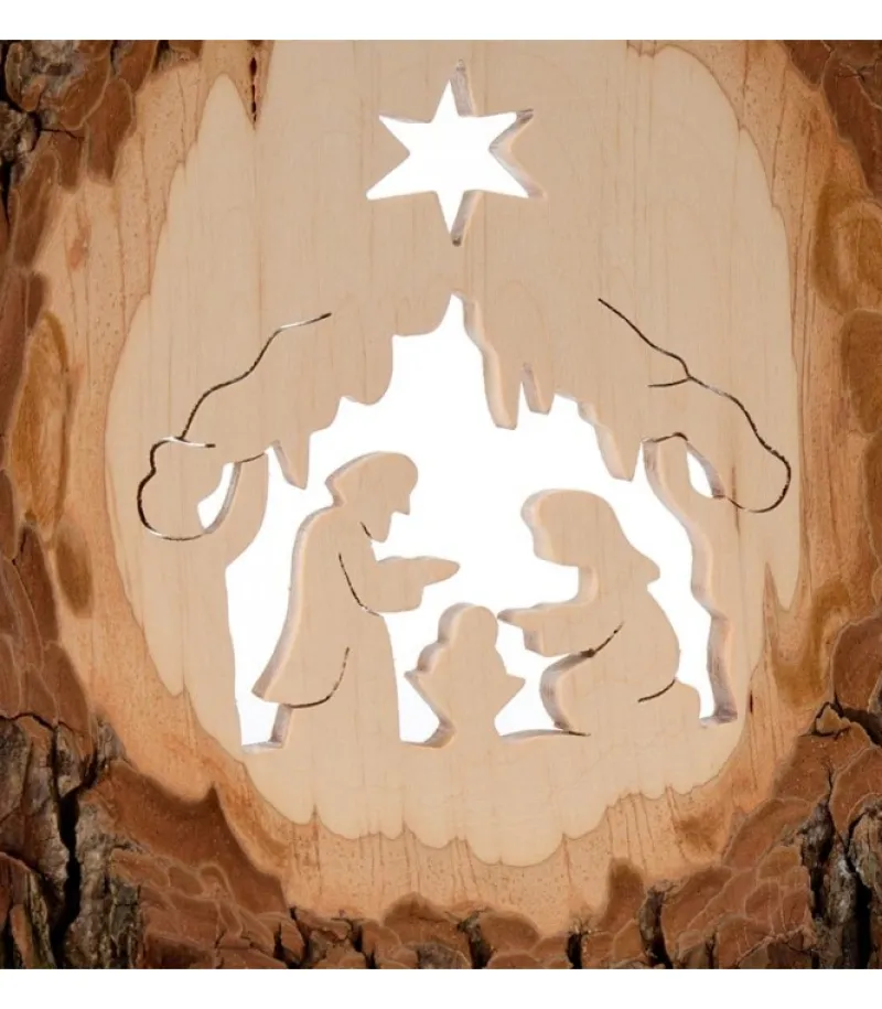 Waldfabrik, photophore en bois et étoile sapin de Noël Crèche A Poser En Ecorce De Bois, 18 Cm Hot