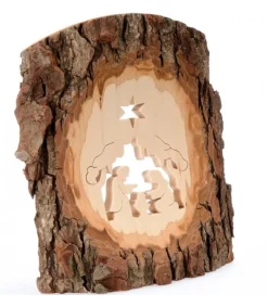 Waldfabrik, photophore en bois et étoile sapin de Noël Crèche A Poser En Ecorce De Bois, 18 Cm Hot