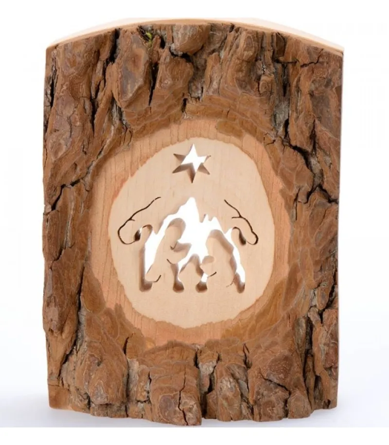 Waldfabrik, photophore en bois et étoile sapin de Noël Crèche A Poser En Ecorce De Bois, 11 Cm Online