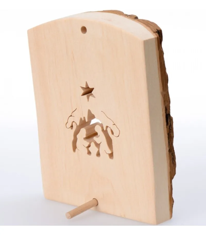 Waldfabrik, photophore en bois et étoile sapin de Noël Crèche A Poser En Ecorce De Bois, 11 Cm Online