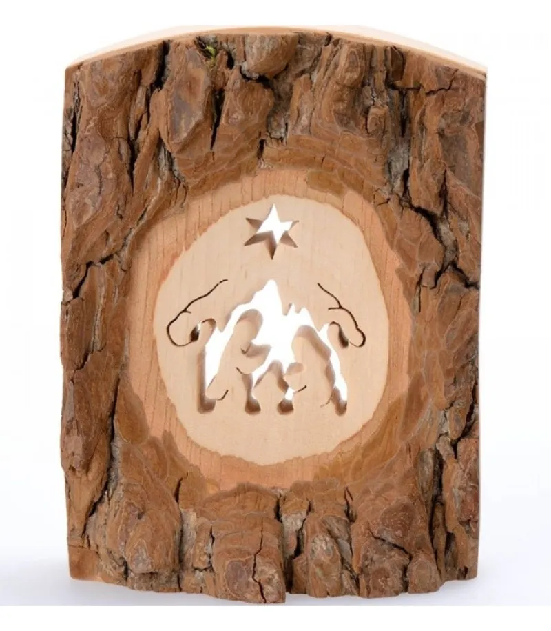 Waldfabrik, photophore en bois et étoile sapin de Noël Crèche A Poser En Ecorce De Bois, 11 Cm Online