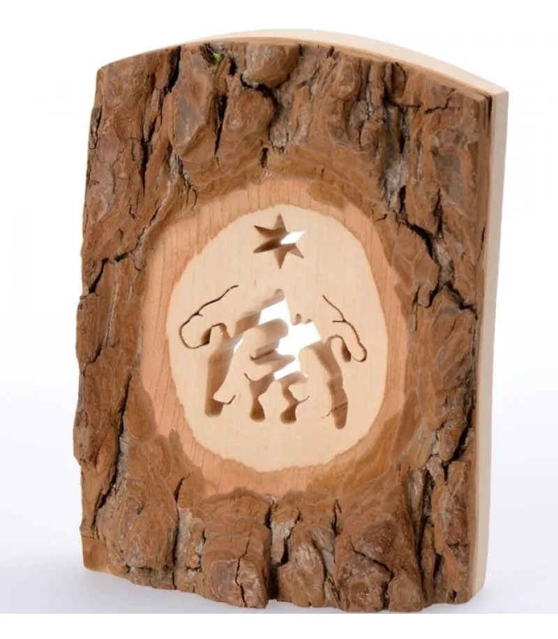 Waldfabrik, photophore en bois et étoile sapin de Noël Crèche A Poser En Ecorce De Bois, 11 Cm Online