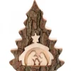 Waldfabrik, photophore en bois et étoile sapin de Noël Crèche De Noël 16 Cm, Taillee Dans Une Ecorce De Bois En Forme De Sapin New