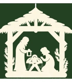 Ratags, décos de Noël lumineuses en bois Crèche De Noël A Suspendre, Etable Sale