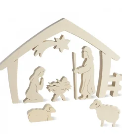 Waldfabrik, photophore en bois et étoile sapin de Noël Crèche De Noël Avec Nativite, Bois Naturel, 15 Cm Sale