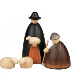 Köhler, Père Noël en bois Crèche De Noël Complete Avec 12 Personnages 17 Cm New