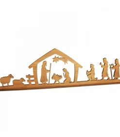 Waldfabrik, photophore en bois et étoile sapin de Noël Crèche De Noël Diorama En Bois D'Olivier, 8 Cm