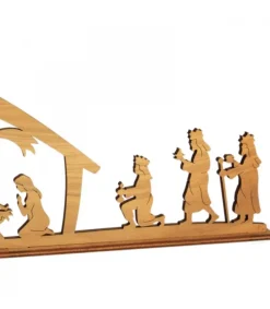 Waldfabrik, photophore en bois et étoile sapin de Noël Crèche De Noël Diorama En Bois D'Olivier, 8 Cm
