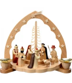 Richard Glasser, Pyramides de Noël allemandes Crèche De Noël En Bois Avec Bougeoir 18 Cm Outlet