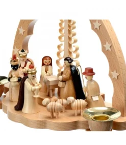 Richard Glasser, Pyramides de Noël allemandes Crèche De Noël En Bois Avec Bougeoir 18 Cm Outlet
