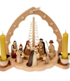 Richard Glasser, Pyramides de Noël allemandes Crèche De Noël En Bois Avec Bougeoir 18 Cm Outlet