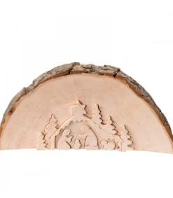 Waldfabrik, photophore en bois et étoile sapin de Noël Crèche De Noël En Relief, Taillee Dans Un Rondin De Bois, 12 Cm Best