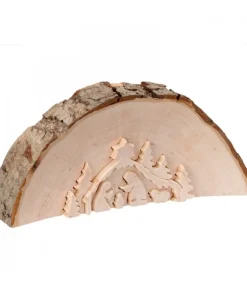 Waldfabrik, photophore en bois et étoile sapin de Noël Crèche De Noël En Relief, Taillee Dans Un Rondin De Bois, 12 Cm Best